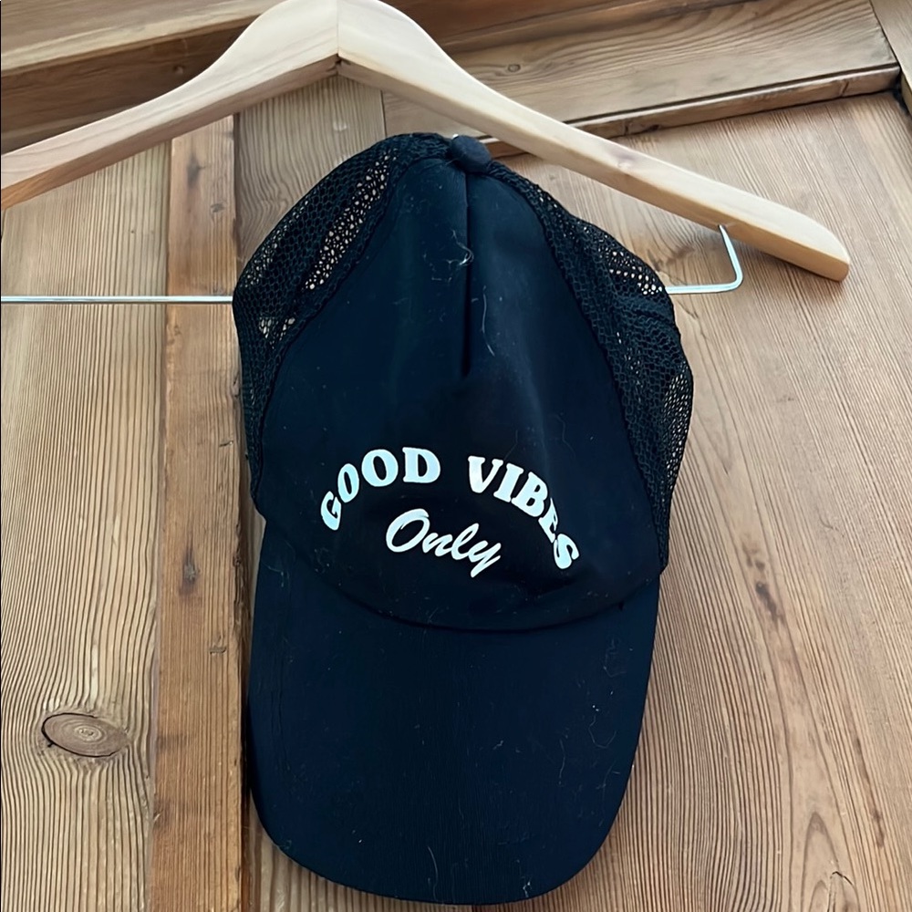 Good Vibes Only Black Mesh Cap